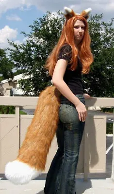 $119.95 • Buy HORO RUST RED SPICE AND WOLF EARS LARGE TAIL Cosplay COSTUME HOLO FOX Fur Suit 