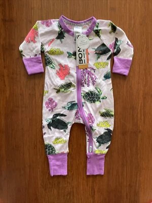 £25.68 • Buy Bonds White Purple Coral Reef Green Turtle Zip Wondersuit Size 000 BNWT