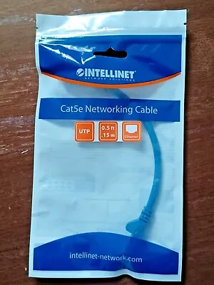 INTELLINET 6inch CAT5e UTP Ethernet RJ45 Full 8-Wire Patch Cable Blue - NEW!! • $1.99