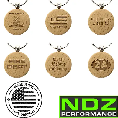 Keychain Custom Engraved Wood American Themed Gift For Men Christmas Fathers Day • £8.54