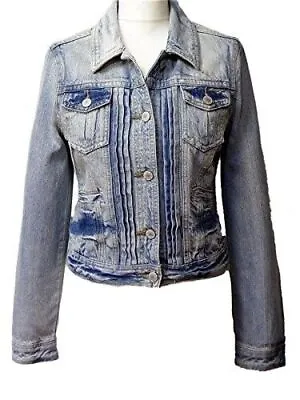 Falmer Heritage Light Blue Distressed Denim Classic Button Up Jacket Sizes 8-20 • £16.99