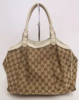 Authentic Vintage Gucci Canvas Shoulder Bag Handbag #26446 • $69