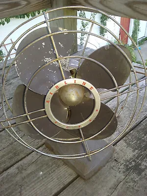 Vintage Industrial Metal Desk Fan Air Line Fan By Montgomery Ward • $70