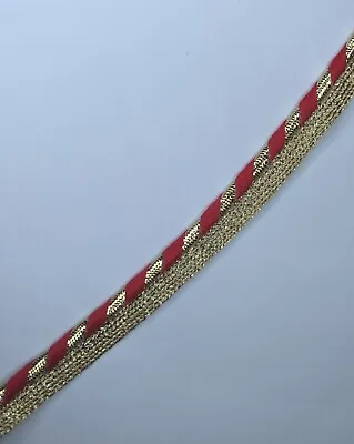 3Yards Red Gold Dori Pipping Lace Trim For Sewing Clothes Diy Embellishments • £2.99