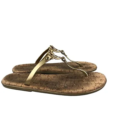MMK Michael Kors Women's Size 10 Charm Jelly Gold Slip On Flip Flop Sandals • $24.61