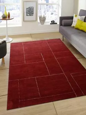 6 X 9 Ft. Hand Knotted Gabbeh Silk Geometric Rectangle Area Rug Red & Beige • $298.03