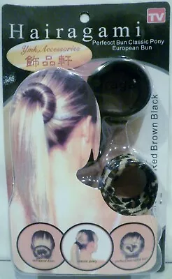 Hairagami Perfect Bun Classic Pony European Bun Leopard Black • $14.99