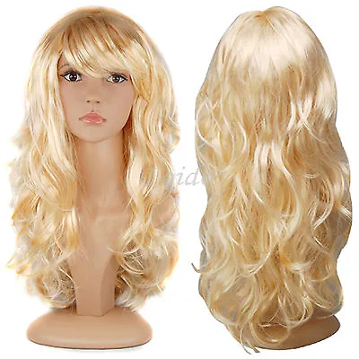 Women’s Sexy Long Curly Fancy Dress Wigs Cosplay Costume Ladies Full Wig Party • £6.95