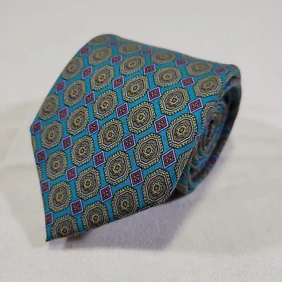 Garrison Neck Tie Teal Geometric 100% Silk Real Ancient Madder 3.5 X56  Necktie • $49.95