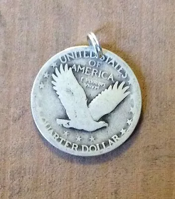 Standing Liberty Quarter 90% SILVER Eagle Pendant Coin Jewelry-ANTIQUE Vintage • $16