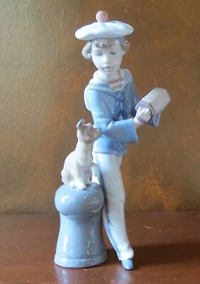 Lladro Seaside Serenade #6197 Sailor Boy & Dog Playing Accordion Spain Retired  • $179.99