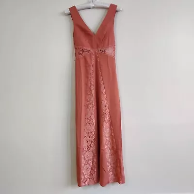 Little Mistress Orange Plunge Maxi Dress Size 6 UK Party Wedding Prom RRP £94 • £12