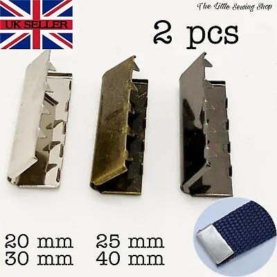 2x Metal Belt Buckle End Tip Webbing Tag Bag Military • £2.90