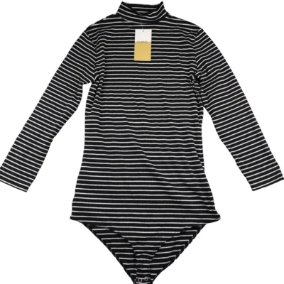 $28.29 • Buy Pull And Bear Womens Size L Black & White Bodysuit Long Sleeve BNWT