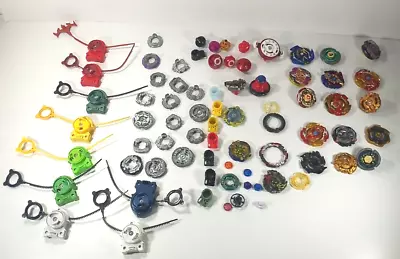 Beyblade Lot - Hasbro & Tomy - Tops + Launchers - Used 60+ Pieces • $49.99