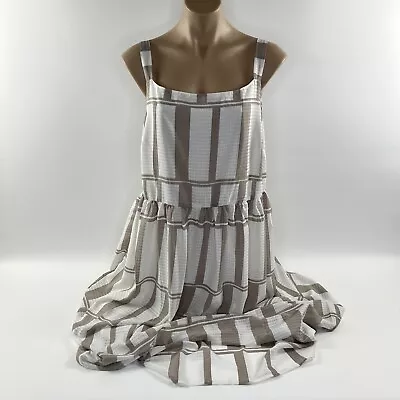 Liz Jordan Womens Dress Size 14 BNWT Maxi Length Striped White Taupe • $40