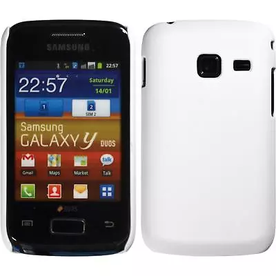 Hard For Samsung Galaxy Y Duos Case White Rubberised +2 Protector • $15