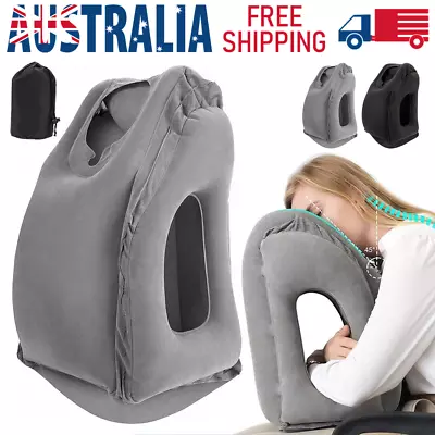 $14.98 • Buy Inflatable Air Cushion Travel Pillow For Airplane Office Nap Rest Neck Head Chin