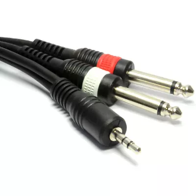 3m   PRO 3.5mm TRS Stereo To 2 X 6.35mm 1/4 Inch Big Mono Jacks Mixer Cable Lead • £6.99