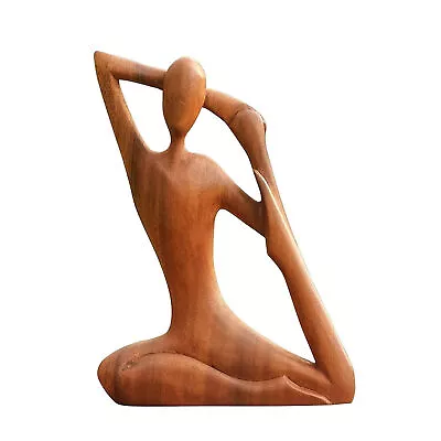 Wooden Yoga Meditation Statue Handmade Abstract Yoga Pose Sculpture Wood Carving • $56.79