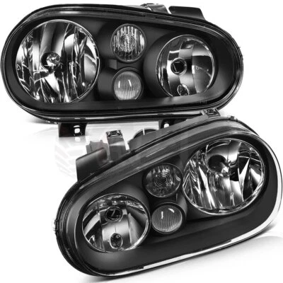 For 99-06 Volkswagen Golf 99-02 Volkswagen Cabrio Black Headlights Headlamp Pair • $69.89