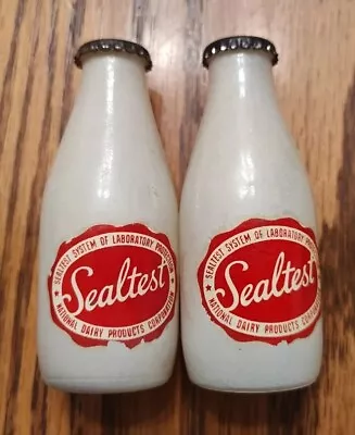 Sealtest Milk Glass Gary Indiana Salt And Pepper Shakers Vintage • $20