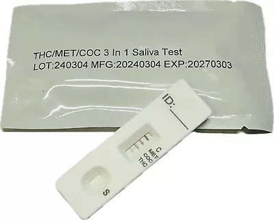 5 X Saliva Drug Test Kits - THC COC MET (MDMA METH/ICE) - Discrete Packaging • $34.99