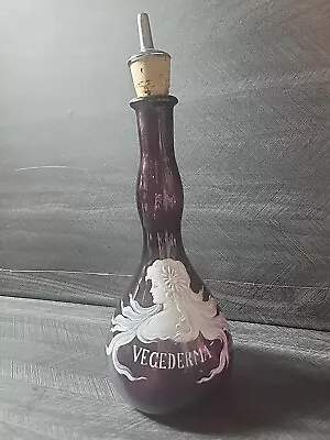 Antique Mary Gregory Vegederma Amethyst Glass Barber Bottle Lady Victorian • $197.97