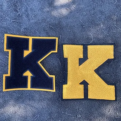 Letterman Jacket Large Letter  K” School Athletic Sport Patch ￼ & Gold B12 • £19.29