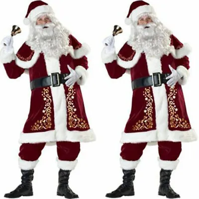 £56.39 • Buy Santa Claus Costume Father Christmas Flannel Suit Fancy Dress Outfit Cosplay