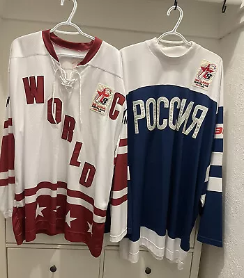 $1115.70 • Buy STEVE YZERMAN 2004 Igor Larionov Farewell Game Team World & Team Russia Jerseys