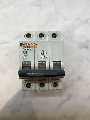 Merlin Gerin 20 Amp Type D 20a Triple Pole Mcb / Breaker 3 Phase C60hd320 25730 • £9