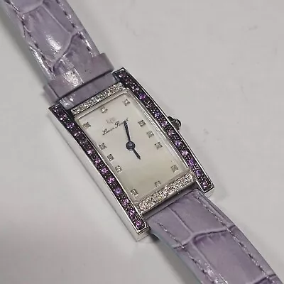 Lucien Piccard Quartz 14k White Gold Gemstone Quartz 18mm Watch LPW14 • $249.99