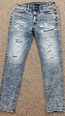 American Eagle Skinny Ripped Jeans Acid Washed Men's 30-30 • $29.99