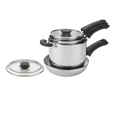 £98 • Buy Prestige Kitchen Hacks Pots And Pans Set 5 Piece Stainless Steel Cookware Set