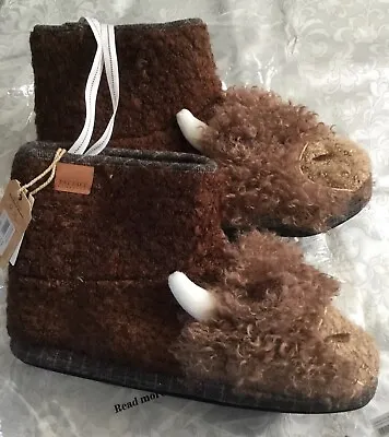 Fat Face Mens Hamish Cow Boot Slippers Size M 42-43 BNWT Rrp £35🐂 • £25.99