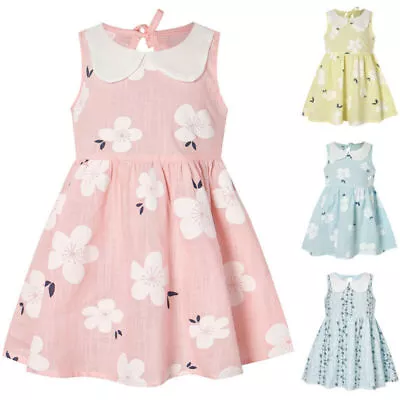 Summer Kid Girl Princess Sleeveless Floral Dress Holiday Swing Sundress Fashion • $15.19