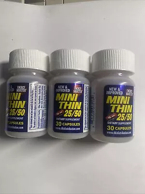 Mini Thin 25/50 Energy Booster Pills 3 Bottles 90 Pills 3 Month Supply Free Ship • $19.99