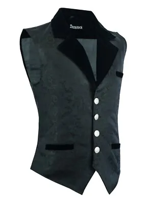 Premium Renaissance Men's Waistcoat Black Brocade Aristocrat Vest • $44.75