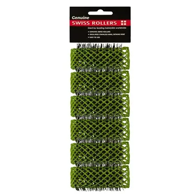 ORIGINAL SWISS Brush Rollers 25mm Green - 6 Pack - Hair Salon Quality • $18.95