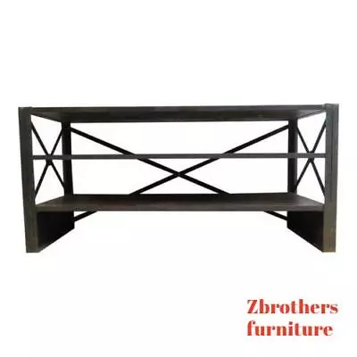 Industrial Steel Reclaimed Wood Console Shelf Sideboard TV Stand • $1061.10