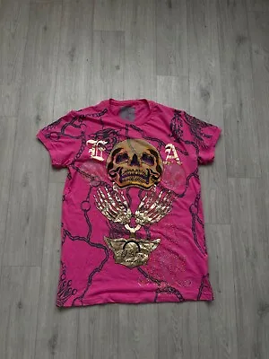 Chrisrian Audigier Womens Pink T Shirt Ed Hardy Sz Xl • $30