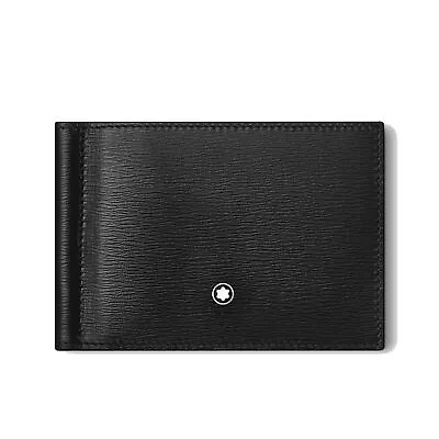 Men Bifold Wallet Montblanc Meisterstück 129245 In Black Leather With Money Clip • $304.96