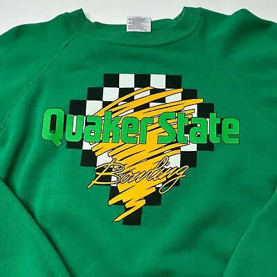 Vintage Quaker State Sweatshirt Adult XL Cars Oil Green Crewneck Pullover 90s • $19.97