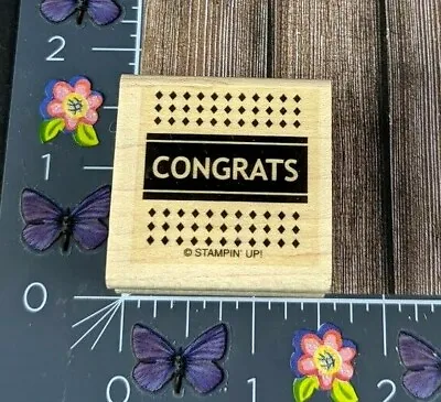 $2.75 • Buy Stampin' Up! Congrats Rubber Stamp Dotted Background Wood Mount #L103