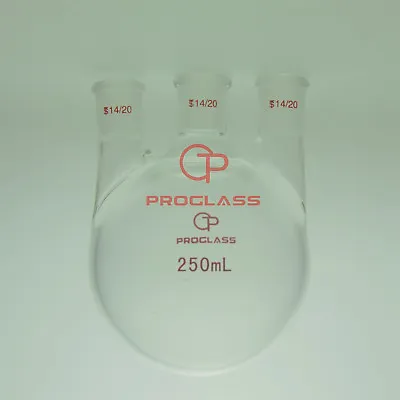 $27.56 • Buy Proglass Straight 3 Necks Round Bottom Flask 250mL,14/20 Joints