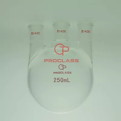 $27.56 • Buy Proglass Straight 3 Necks Round Bottom Flask 250mL,14/20 Joints