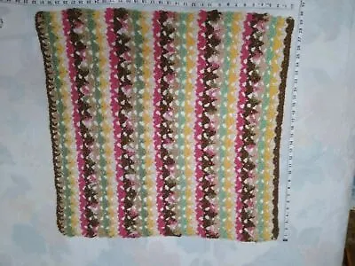 Alissa Throw Style Crochet Blanket Afghan 32x32 Green Tan Pink White Yellow  • $9.59
