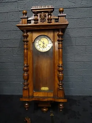 Antique Walnut Vienna Wall Clock Circa 1900 Spares Or Repair • £95