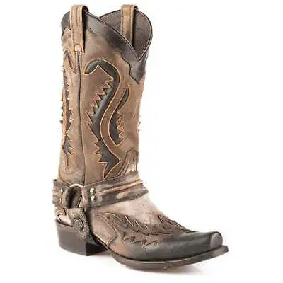 Men's Stetson Outlaw Boots Square Rocker Toe Handcrafted Brown • $326.99